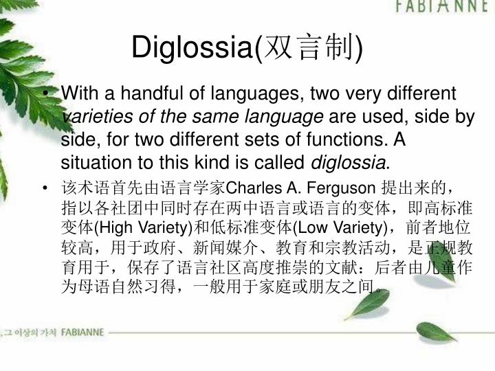 Types Of Diglossia : Diglossia – AIJO