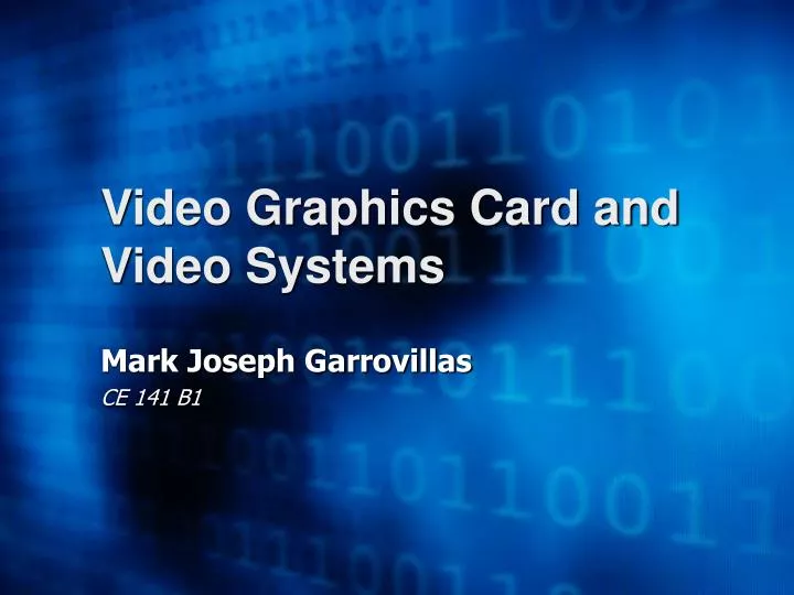 video graphics card and video systems n.