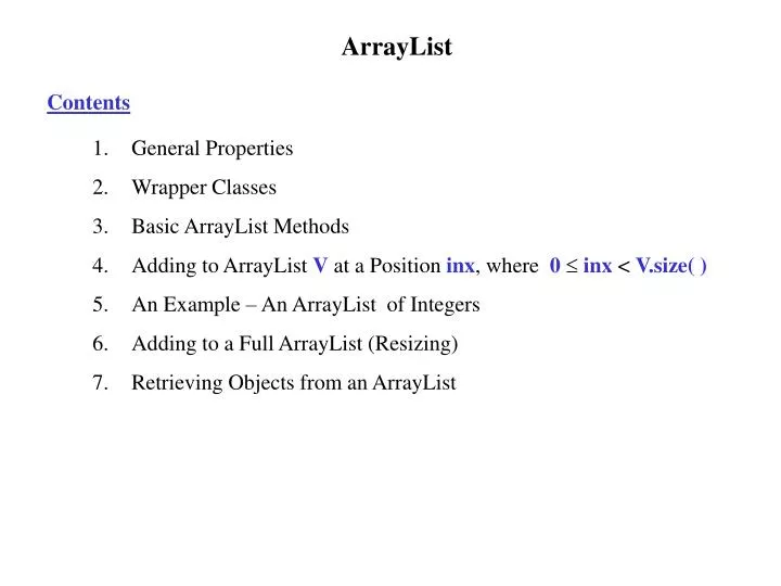 PPT - ArrayList PowerPoint Presentation, free download - ID:1308294