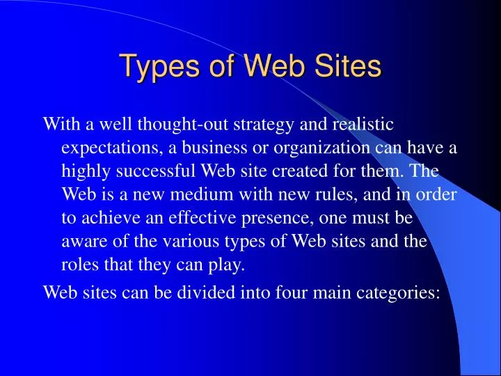 PPT - Types of Web Sites PowerPoint Presentation, free download - ID ...