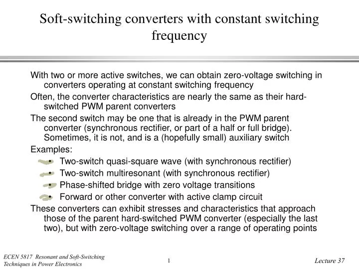soft switching converters with constant switching frequency n.