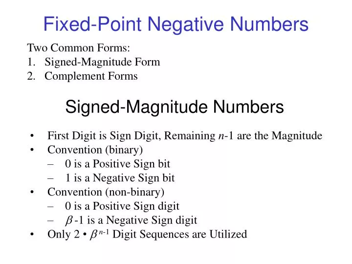 PPT - Fixed-Point Negative Numbers PowerPoint Presentation, free download -  ID:1309301