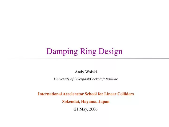 damping ring design n.