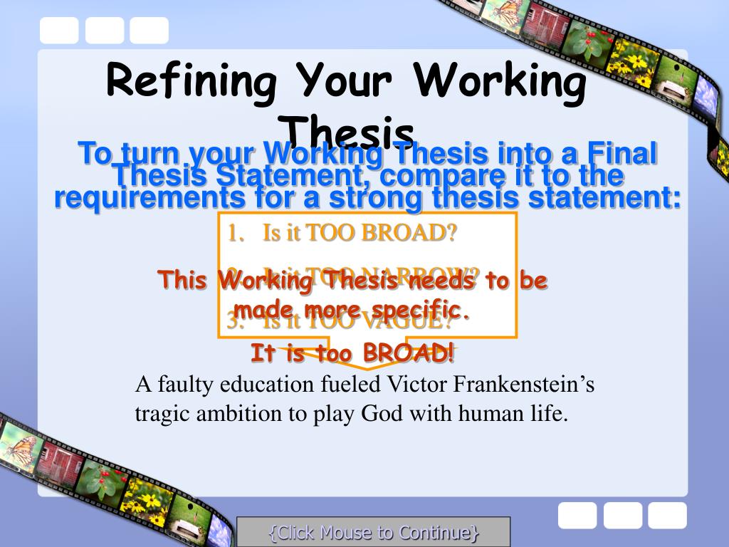 state your working thesis brainly