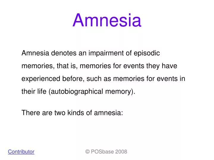 define 2 different types of amnesia