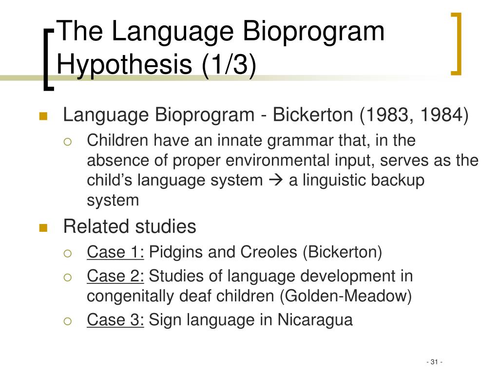 language bioprogram hypothesis meaning