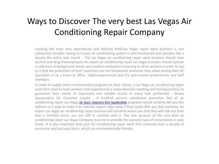 ways to discover the very best las vegas air conditioning repair company n.