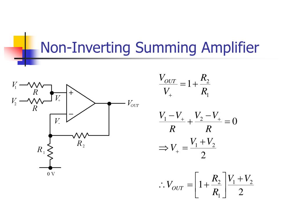 application of non investing summing amplifier formulas