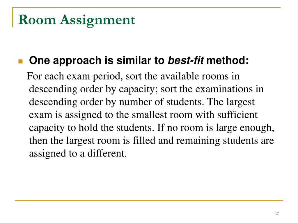 what is the definition of room assignment