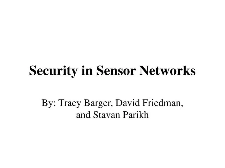 security in sensor networks n.