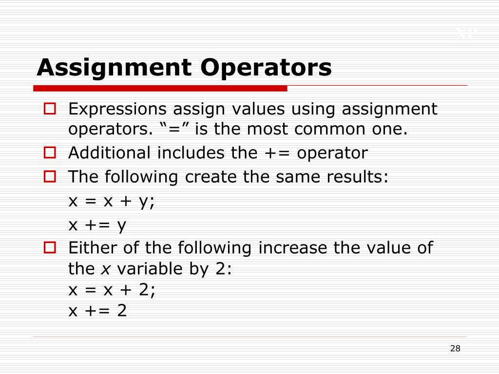 assignment operators supported by javascript