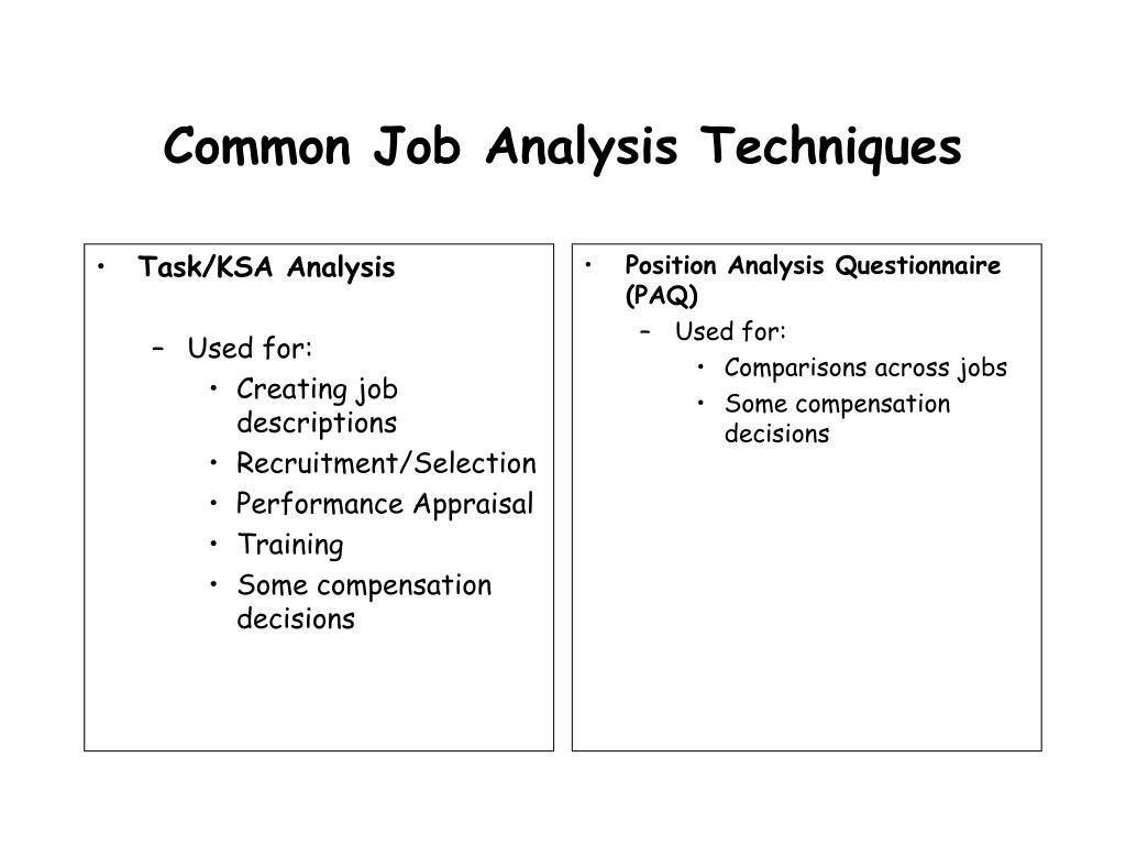 describe major decisions involved job analysis