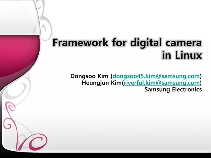 framework for digital camera in linux n.
