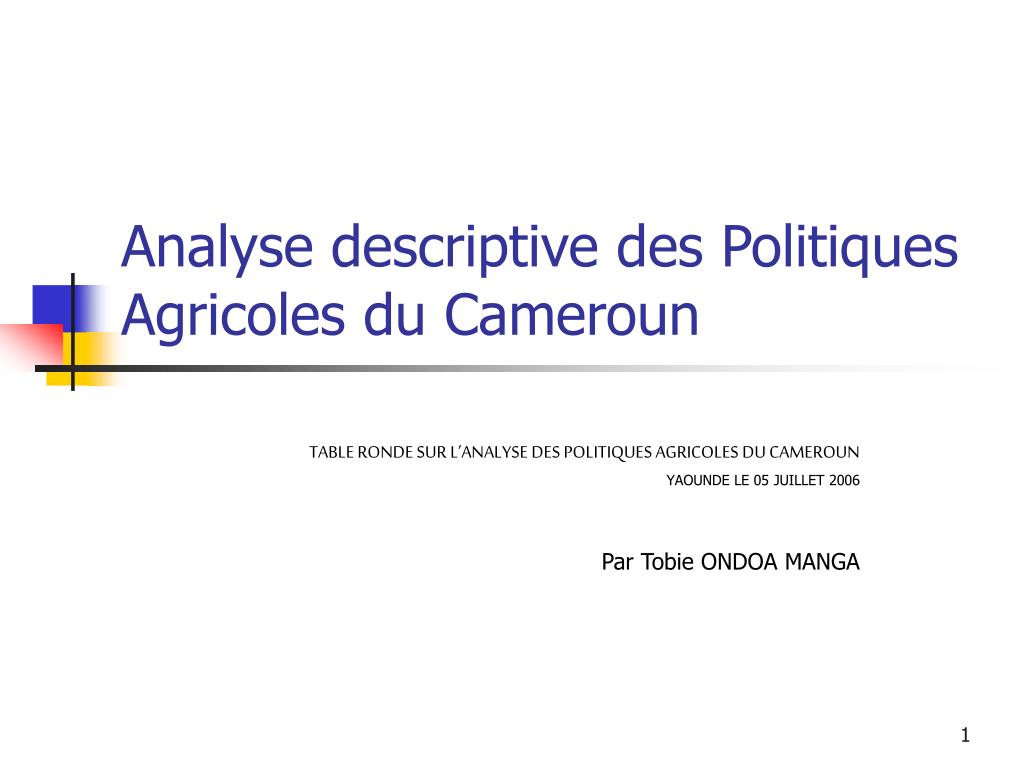 PPT  Analyse descriptive des Politiques Agricoles du Cameroun