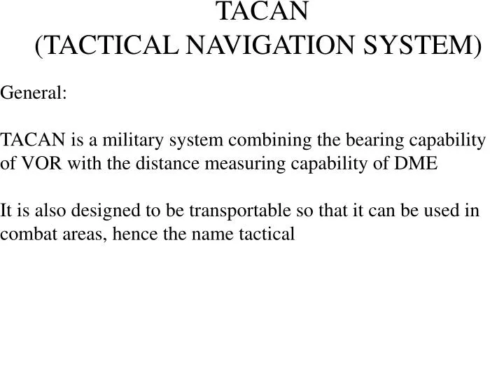 tacan tactical navigation system n.