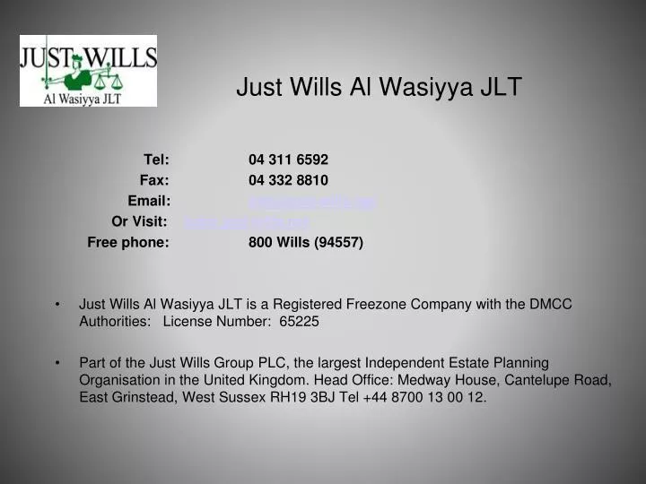 just wills al wasiyya jlt n.