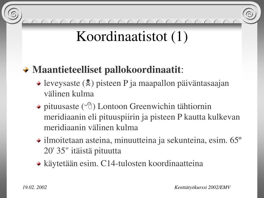PPT - Koordinaatistot (1) PowerPoint Presentation, free download -  ID:1348582