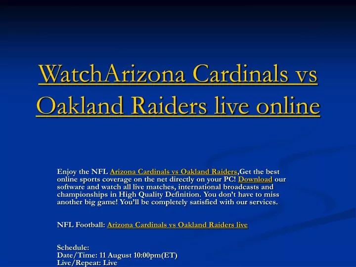 watcharizona cardinals vs oakland raiders live online n.