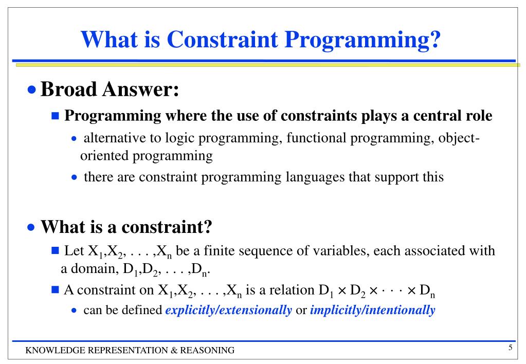 PPT - Constraint Satisfaction Problems & Constraint Programming ...