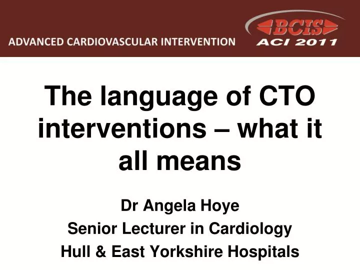PPT The language of CTO interventions what it all means PowerPoint