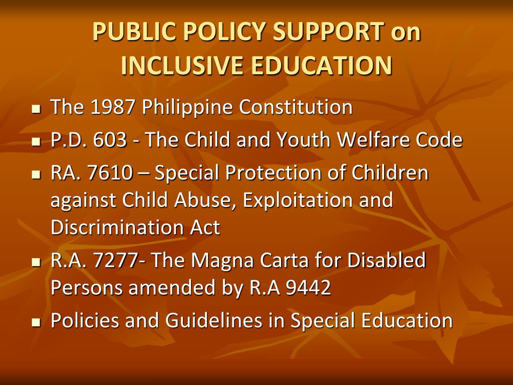 PPT INCLUSIVE EDUCATION THE PHILIPPINE PERSPECTIVE PowerPoint