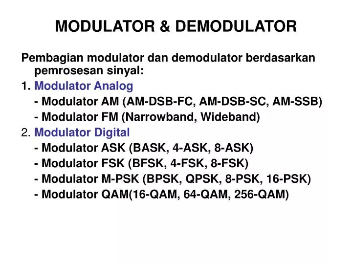 PPT MODULATOR & DEMODULATOR PowerPoint Presentation, free download