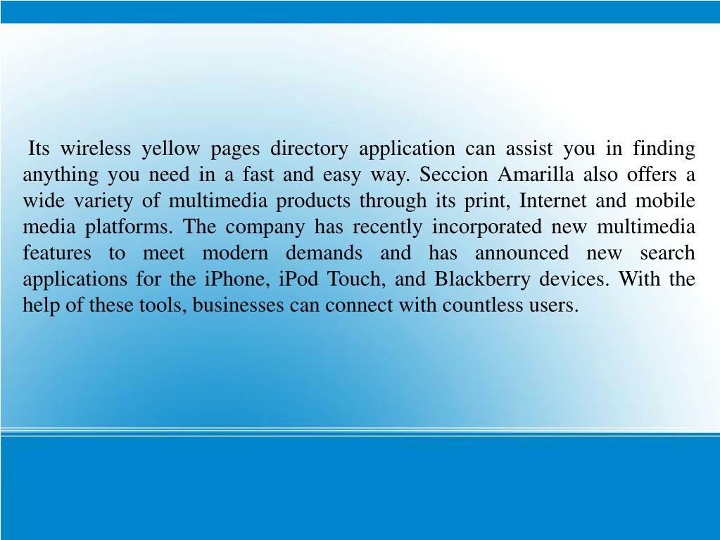 PPT - Seccion Amarilla USA PowerPoint Presentation, free download - ID ...