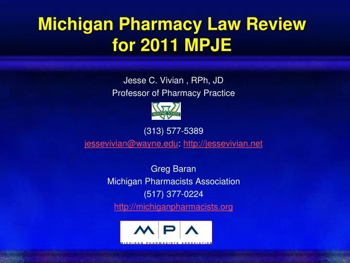 michigan pharmacy law review for 2011 mpje n.