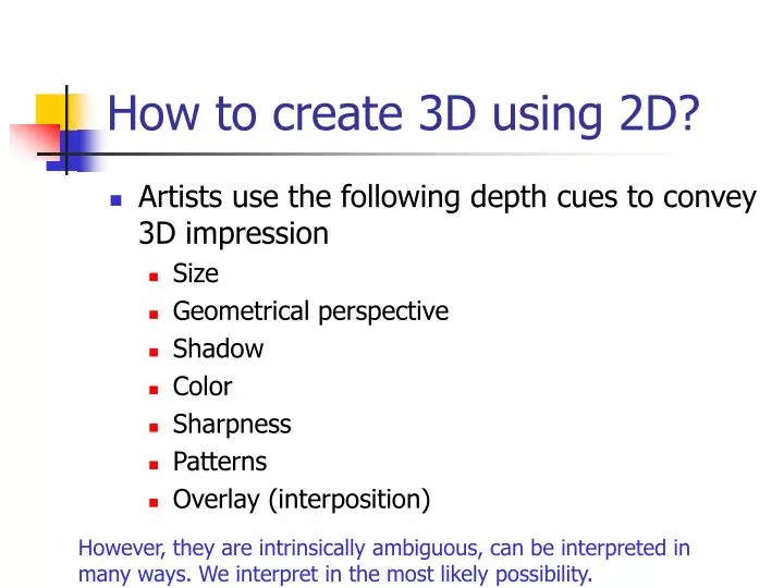 how to create 3d using 2d n.