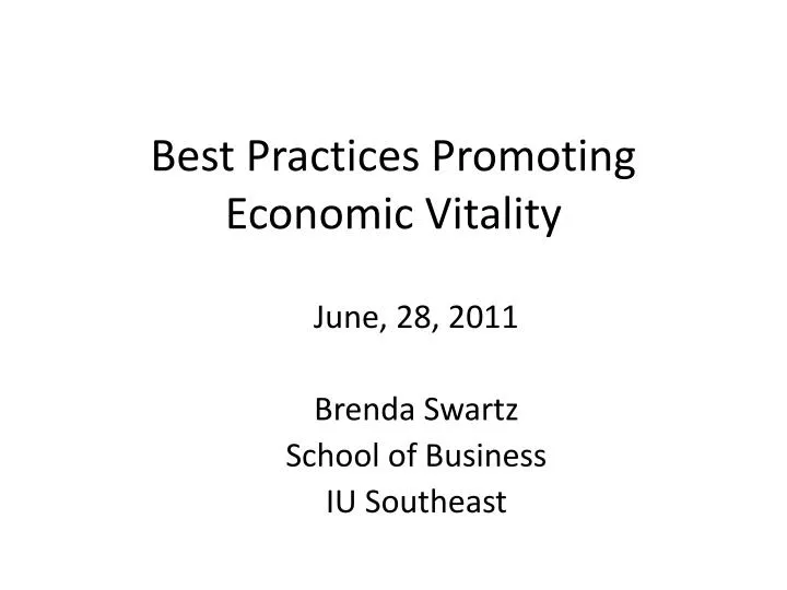 PPT - Best Practices Promoting Economic Vitality PowerPoint ...