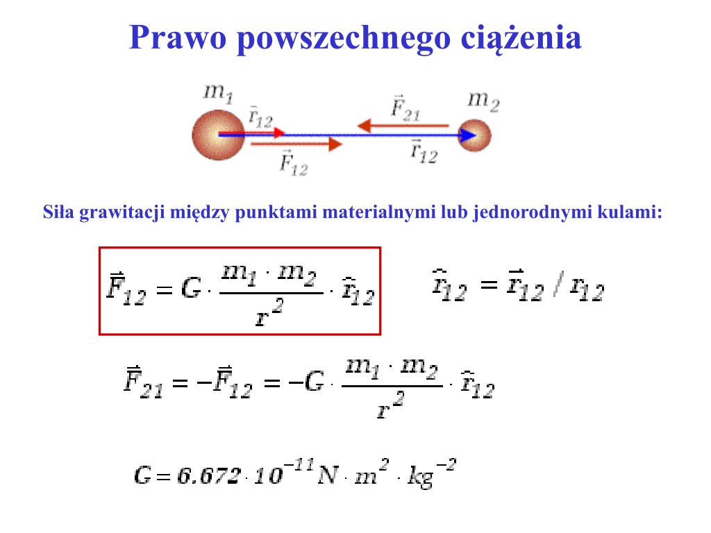 Prawo Powszechnego Ciążenia Zadania I Rozwiązania PPT - FIZYKA dla studentów POLIGRAFII Wykład 8 PowerPoint Presentation