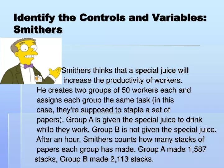 ppt identify the controls and variables smithers identify the controls and variables