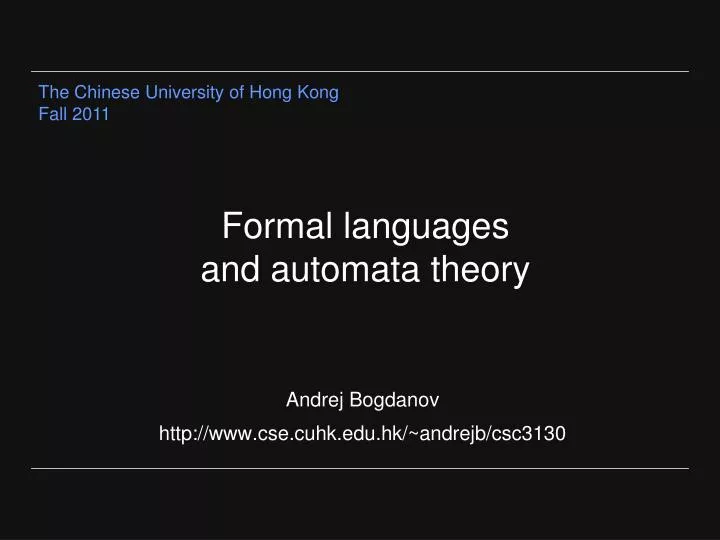 formal languages and automata theory n.