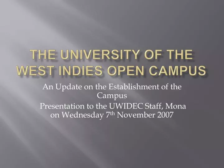 the university of the west indies open campus n.