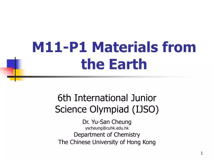 m11 p1 materials from the earth n.