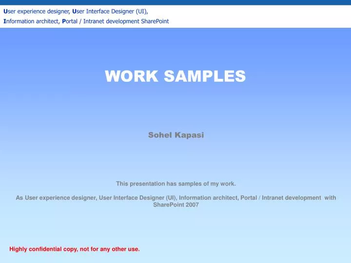 PPT - WORK SAMPLES PowerPoint Presentation, free download - ID:1362160