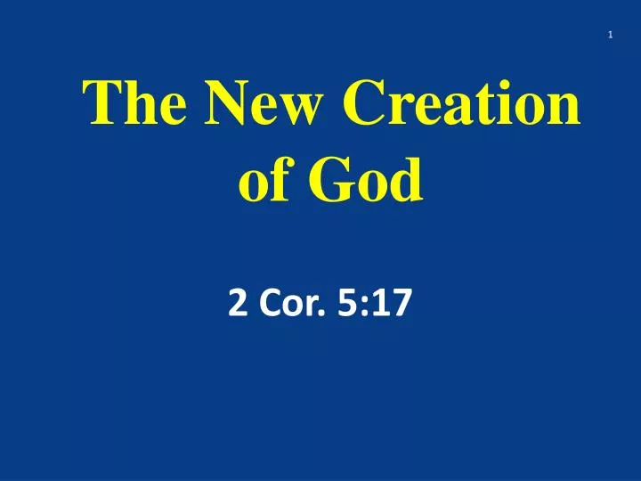 the new creation of god n.