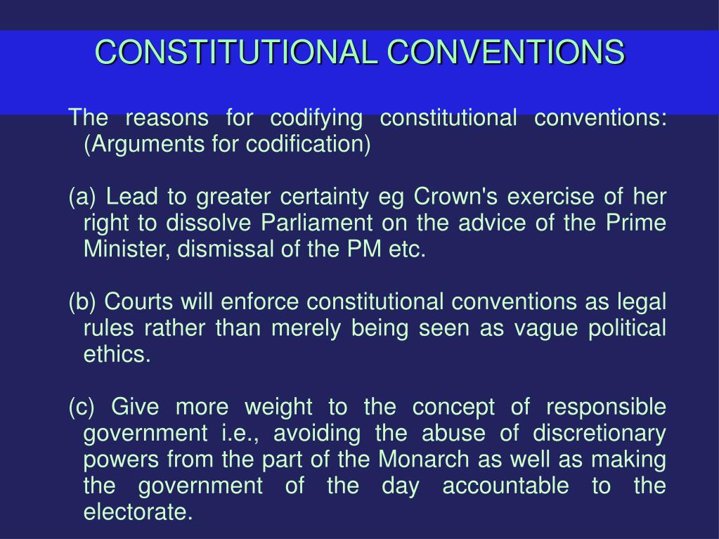 should constitutional conventions be codified essay