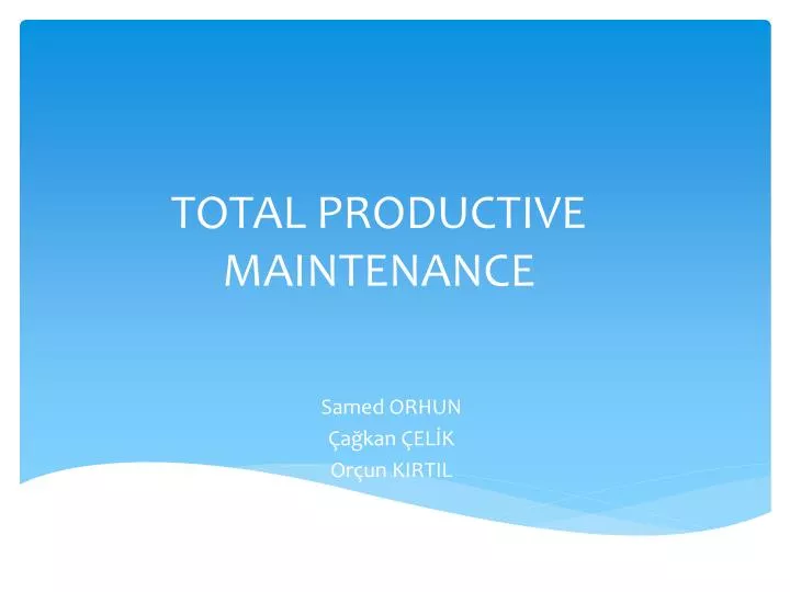 total productive maintenance n.