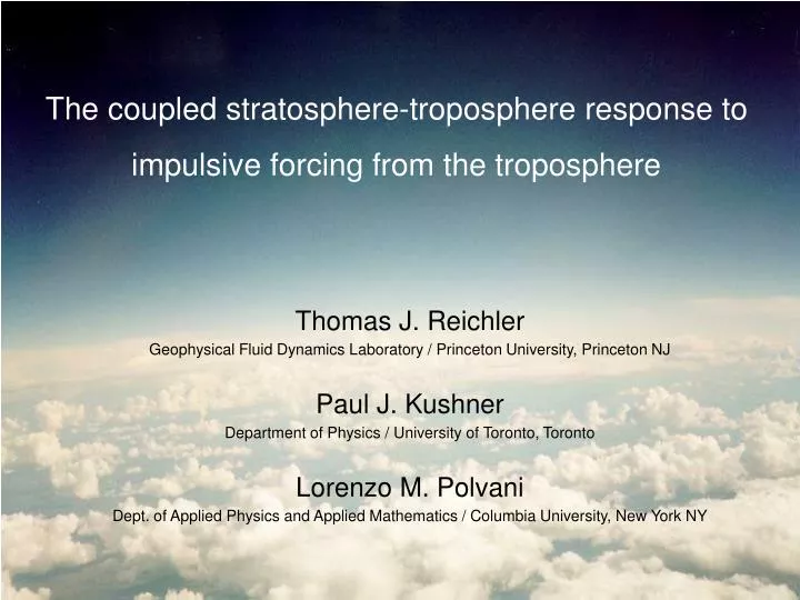the coupled stratosphere troposphere response to impulsive forcing from the troposphere n.