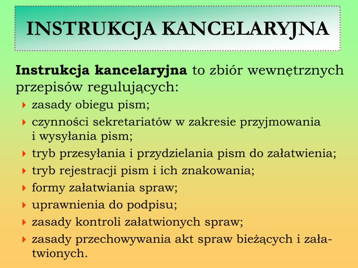 PPT - DOKUMENTACJA BIUROWA I JEJ RODZAJE OBIEG PISMA PowerPoint ...