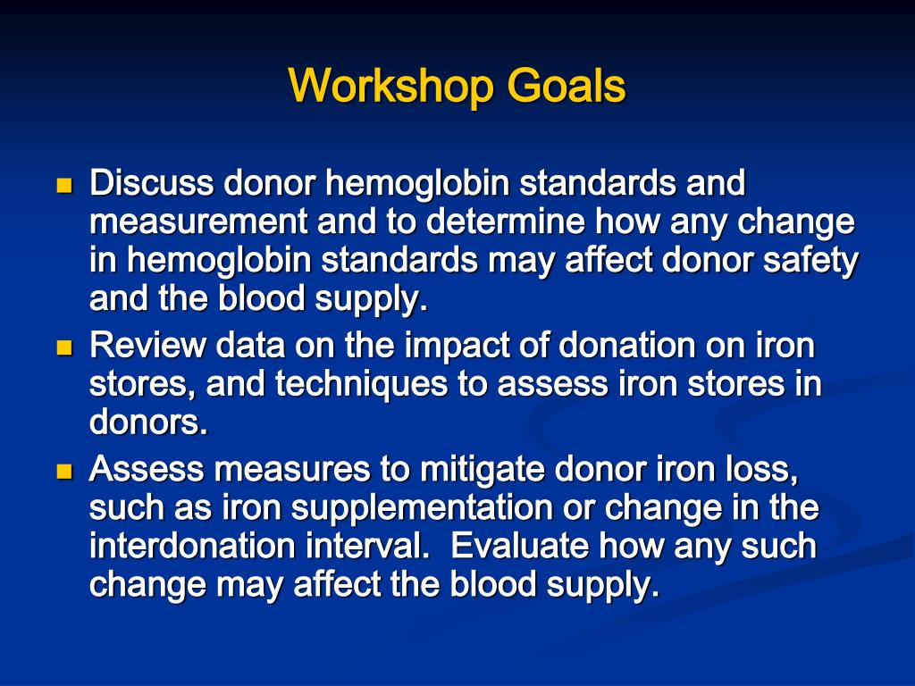 PPT Proposed Hemoglobin Standards and Maintenance of Iron