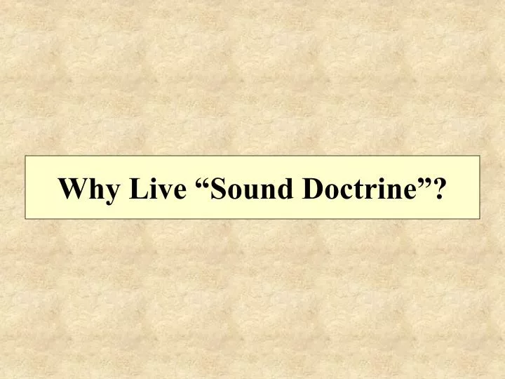 why live sound doctrine n.