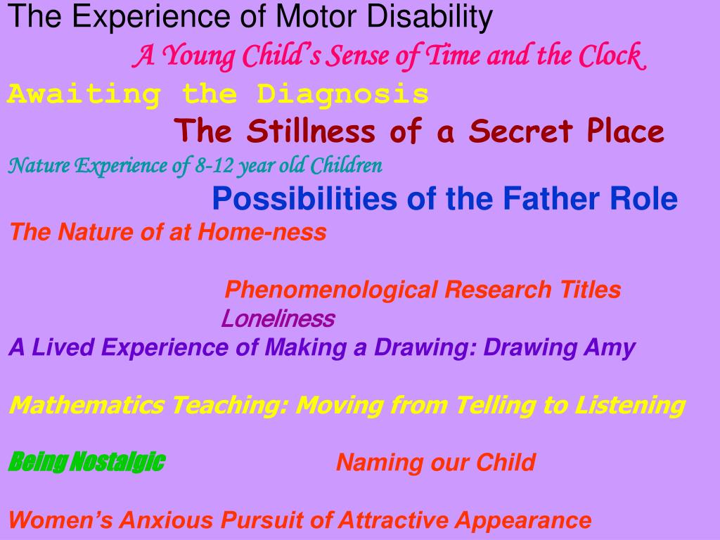 PPT - Phenomenology The “lived” experience PowerPoint ...