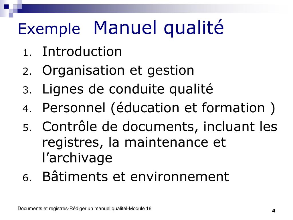 PPT  Manuel Qualité, Structure et Contenus – optionnel PowerPoint