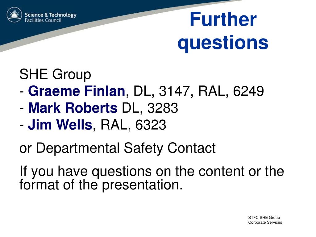 PPT STFC Safety, Health and Environment (SHE) Codes PowerPoint Presentation ID1371995
