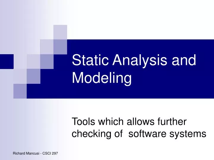 static analysis and modeling n.