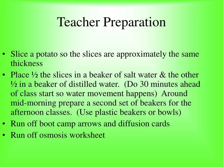teacher preparation n.