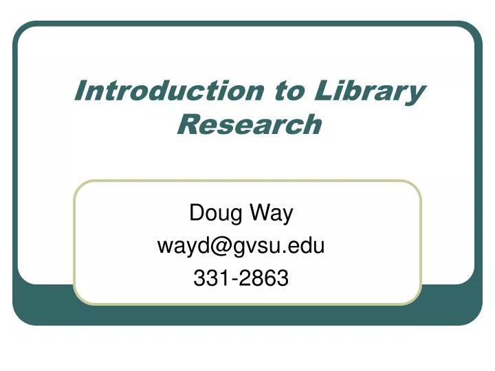 introduction to library research n.