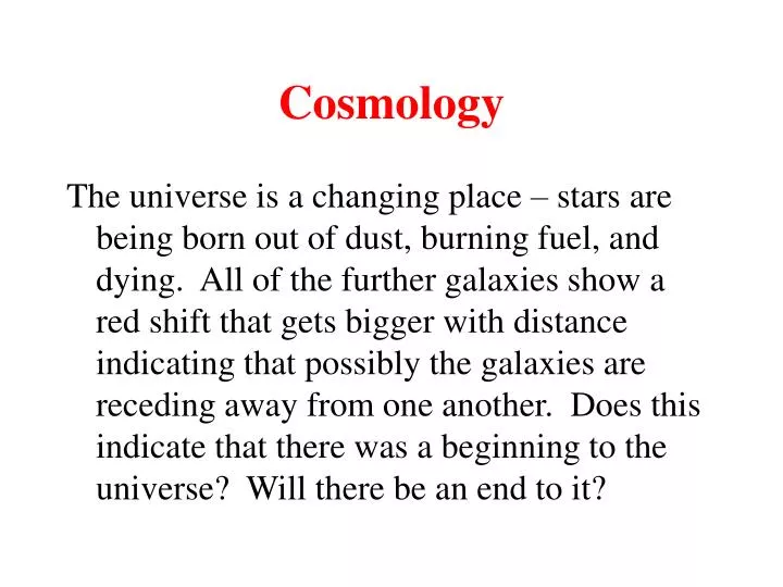 cosmology n.